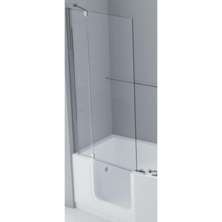 Novellini Iris Combi badwand met vast segment links 86x150cm chroom profiel en helder glas