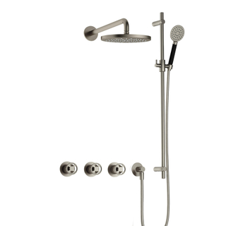 Hotbath Cobber IBSW70 Regendoucheset inbouw - 38.5cm wandarm - 20cm ronde hoofddouche - 3 standen handdouche - glijstang - Geborsteld nikkel