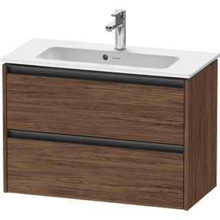 Duravit Ketho 2 wastafelonderbouwkast met 2 laden 81x39x54.9cm met grepen antraciet donker noten mat