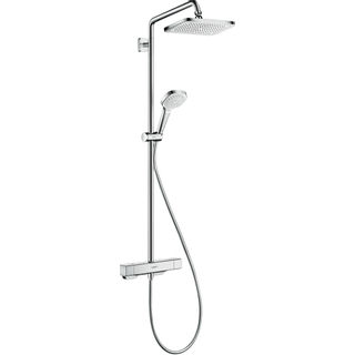 Hansgrohe Croma E280 showerpipe: met douchekraan thermostatisch m. 1jet hoofddouche EcoSmart m. 3jet handdouche multi en doucheslang 200cm chroom