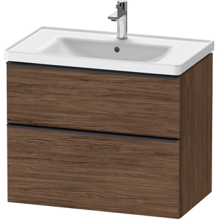 Duravit D-Neo wastafelonderkast 78.4x62.5x45.2cm 2 lades Noten (donker) Mat