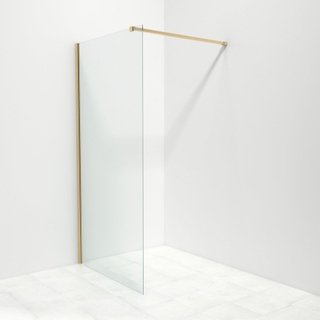 Saniclass Bellini inloopdouche 100x200cm met 8mm helder glas met messing profiel en stabilisatiestang