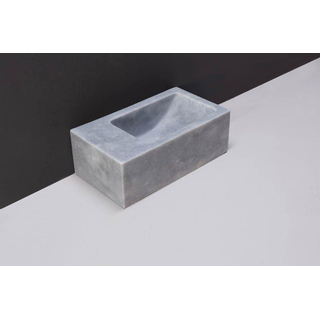 Forzalaqua Venetia Xs fonteinbak 29x16x10cm wasbak Rechts 0 kraangaten Natuursteen Cloudy marmer gezoet