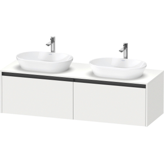 Duravit Ketho 2 wastafelonderbouwkast incl. consoleplaat met 2 laden voor dubbele waskommen 160x55x45.9cm met handgrepen antraciet wit mat