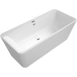 Villeroy & Boch Squaro Edge kunststof duobad quaryl rechthoekig 180x80x45cm incl. poten en afvoer-/overloopcombinatie mat wit