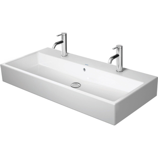 Duravit Vero Air wastafel geslepen met 2 kraangaten met overloop 100x47cm met WonderGliss wit