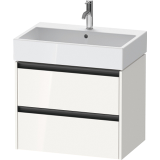 Duravit Ketho 2 wastafelonderbouwkast met 2 laden 68.4x46x54.9cm met grepen antraciet hoogglans wit