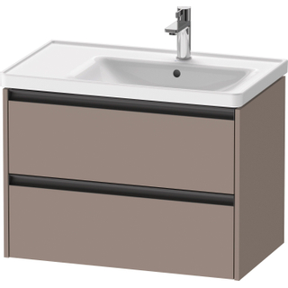 Duravit Ketho 2 wastafelonderbouwkast met 2 laden voor waskom rechts 78.4x45.5x54.9cm met grepen antraciet basalt mat