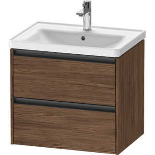 Duravit Ketho 2 wastafelonderbouwkast met 2 laden 63.4x45.5x54.9cm met grepen antraciet donker noten mat