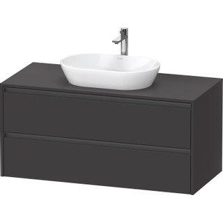 Duravit Ketho 2 wastafelonderbouwkast incl. consoleplaat met 2 laden 120x55x56.8cm met handgrepen antraciet grafiet supermat