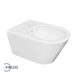 Wiesbaden spoelrandloos wandcloset 53cm met bidet-functie zonder stopkranen mat wit