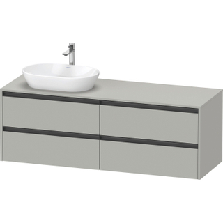 Duravit Ketho 2 wastafelonderbouwkast incl. consoleplaat met 4 laden voor waskom links 160x55x56.8cm met handgrepen antraciet betongrijs mat