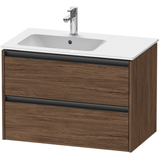 Duravit Ketho 2 wastafelonderbouwkast met 2 laden voor waskom links 81x48x54.9cm met grepen antraciet donker noten mat