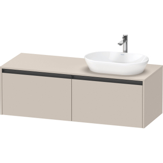 Duravit Ketho 2 wastafelonderbouwkast incl. consoleplaat met 2 laden voor waskom rechts 140x55x45.9cm met handgrepen antraciet taupe mat