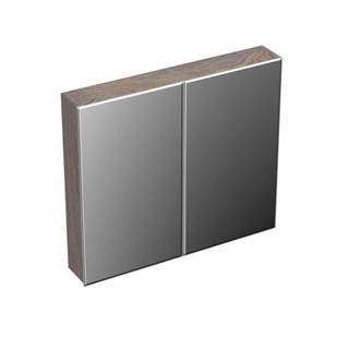 Forzalaqua Uni spiegelkast 80x68.5x12.5cm 2 draaideuren dubbelzijdig spiegelend Massief Eiken Silver Grey