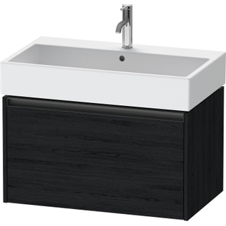 Duravit Ketho 2 wastafelonderbouwkast met 1 lade 78.4x46x44cm met greep antraciet eiken zwart mat