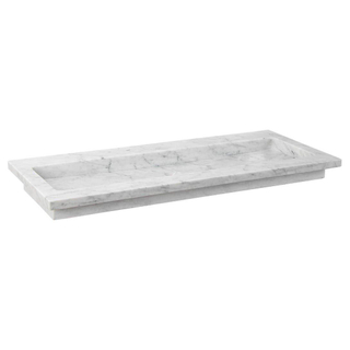 Forzalaqua Nova wastafel 100.5x51.5x9.5cm Rechthoek 2 kraangaten Natuursteen Carrara gepolijst