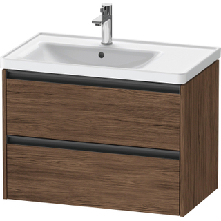 Duravit Ketho 2 wastafelonderbouwkast met 2 laden voor waskom links 78.4x45.5x54.9cm met grepen antraciet donker noten mat