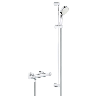 GROHE Grohtherm-800 Cosmopolitan met douchekraan thermostatisch m. koppelingen HOH=15cm glijstang 90cm handdouche 2 standen chroom