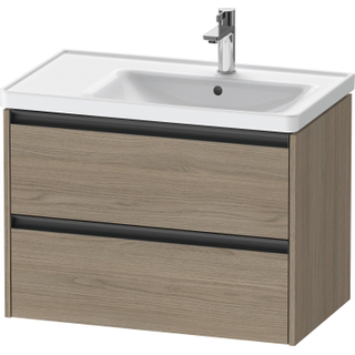 Duravit Ketho 2 wastafelonderbouwkast met 2 laden voor waskom rechts 78.4x45.5x54.9cm met grepen antraciet eiken terra mat