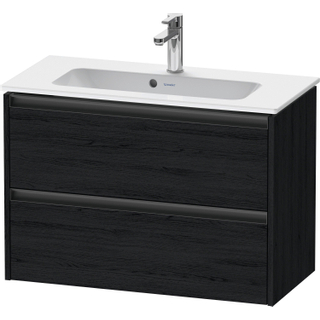 Duravit Ketho 2 wastafelonderbouwkast met 2 laden 81x39x54.9cm met grepen antraciet eiken zwart mat