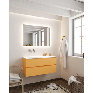 MONDIAZ VICA Badkamermeubelset - 100cm - 2 lades - wasbak Cloud links - 0 kraangaten - solid surface ocher