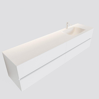 MONDIAZ VICA Badkamermeubelset - 200cm - 4 lades - wasbak Cloud rechts - 1 kraangat - solid surface talc