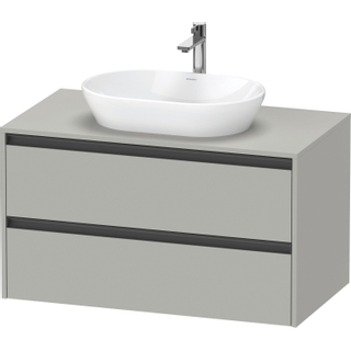 Duravit Ketho 2 wastafelonderbouwkast incl. consoleplaat met 2 laden 100x55x56.8cm met handgrepen antraciet betongrijs mat