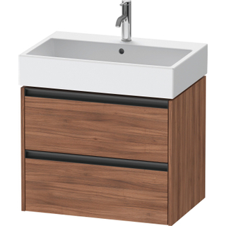 Duravit Ketho 2 wastafelonderbouwkast met 2 laden 68.4x46x54.9cm met grepen antraciet noten mat