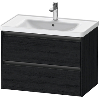 Duravit Ketho 2 wastafelonderbouwkast met 2 laden 78.4x45.5x54.9cm met grepen antraciet eiken zwart mat