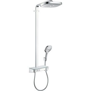 Hansgrohe Raindance Select E300 showerpipe: met Showertablet 300 opbouwkraan thermostatisch met handdouche 3jet en hoofddouche 3jet chroom