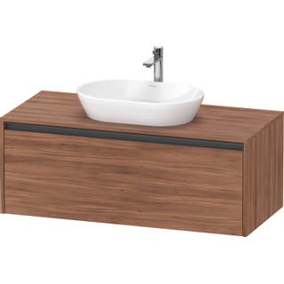 Duravit Ketho 2 wastafelonderbouwkast incl. consoleplaat met 1 lade 120x55x45.9cm met handgreep antraciet noten mat