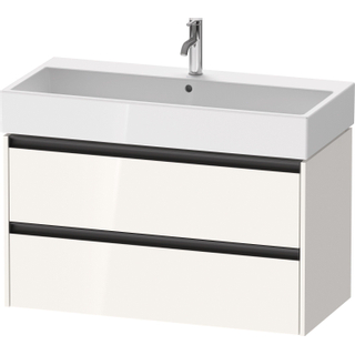 Duravit Ketho 2 wastafelonderbouwkast met 2 laden 98.4x46x54.9cm met grepen antraciet hoogglans wit