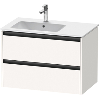 Duravit Ketho 2 wastafelonderbouwkast met 2 laden voor waskom links 81x48x54.9cm met grepen antraciet wit supermat