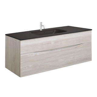 Crosswater Glide II Badmeubelset - 100x45x52cm - 2 lades - greeploos - wastafel midnight black - kraangat - nordic oak