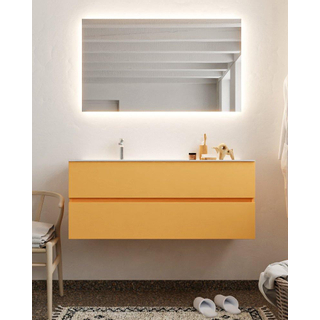 MONDIAZ VICA Badkamermeubelset - 120cm - 2 lades - wasbak Cloud links - 1 kraangat - solid surface ocher