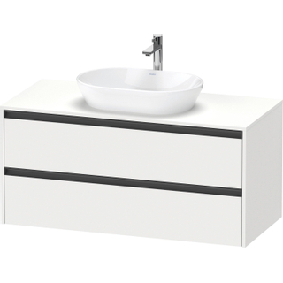 Duravit Ketho 2 wastafelonderbouwkast incl. consoleplaat met 2 laden 120x55x56.8cm met handgrepen antraciet wit mat