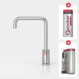 Quooker NL Nordic square kokendwaterkraan opbouw uitloop draaibaar met Pro3 reservoir & Cube reservoir RVS