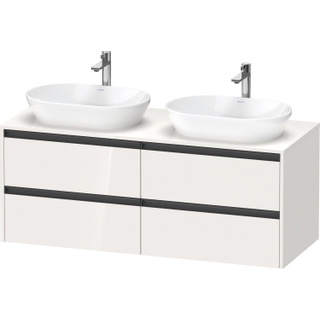 Duravit Ketho 2 wastafelonderbouwkast incl. consoleplaat met 4 laden voor waskom links 140x55x56.8cm met handgrepen antraciet taupe supermat