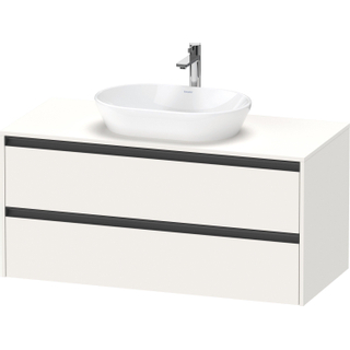 Duravit Ketho 2 wastafelonderbouwkast incl. consoleplaat met 2 laden 120x55x56.8cm met handgrepen antraciet wit supermat