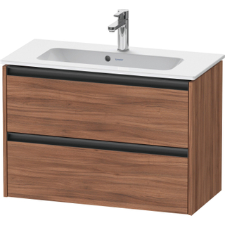 Duravit Ketho 2 wastafelonderbouwkast met 2 laden 81x39x54.9cm met grepen antraciet noten mat