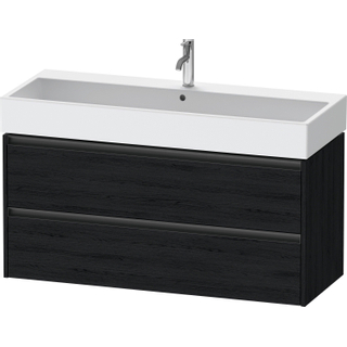 Duravit Ketho 2 wastafelonderbouwkast met 2 laden voor enkele wastafel 118.4x46x54.9cm met grepen antraciet eiken zwart mat