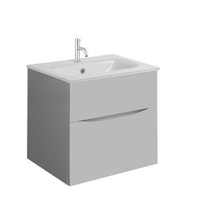 Crosswater Glide II Badmeubelset - 50x45x52cm - 2 lades - greeploos -wastafel wit - kraangat - storm grey