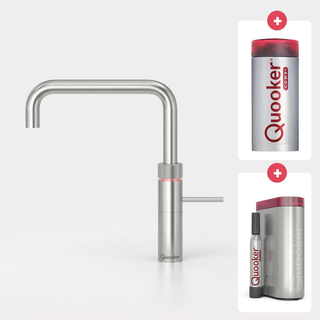 Quooker NL Fusion square kokendwaterkraan opbouw uitloop draaibaar met Combi reservoir & Cube reservoir RVS