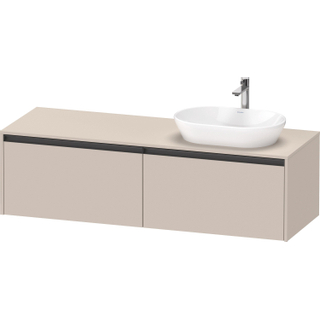 Duravit Ketho 2 wastafelonderbouwkast incl. consoleplaat met 2 laden voor waskom rechts 160x55x45.9cm met handgrepen antraciet taupe mat