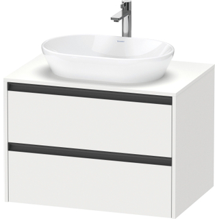 Duravit Ketho 2 wastafelonderbouwkast incl. consoleplaat met 2 laden 80x55x56.8cm met handgrepen antraciet wit mat