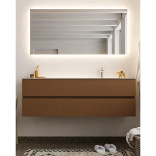 MONDIAZ VICA Badkamermeubelset - 150cm - 2 lades - wasbak Moon rechts - 1 kraangat - solid surface rust