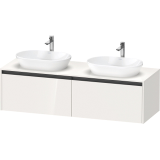 Duravit Ketho 2 wastafelonderbouwkast incl. consoleplaat met 2 laden voor dubbele waskommen 160x55x45.9cm met handgrepen antraciet hoogglans wit