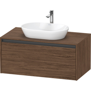 Duravit Ketho 2 wastafelonderbouwkast incl. consoleplaat met 1 lade 100x55x45.9cm met handgreep antraciet donker noten mat