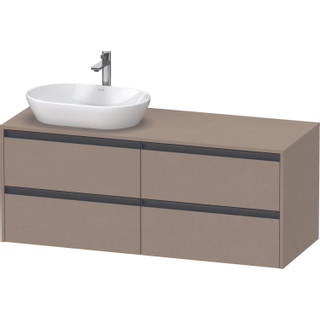 Duravit Ketho 2 wastafelonderbouwkast incl. consoleplaat met 4 laden voor waskom links 140x55x56.8cm met handgrepen antraciet Linnen mat